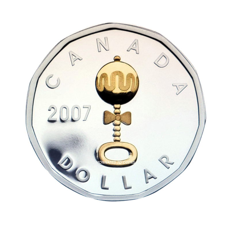 2007 Baby Silver Gold Plated Rattle Loon Dollar