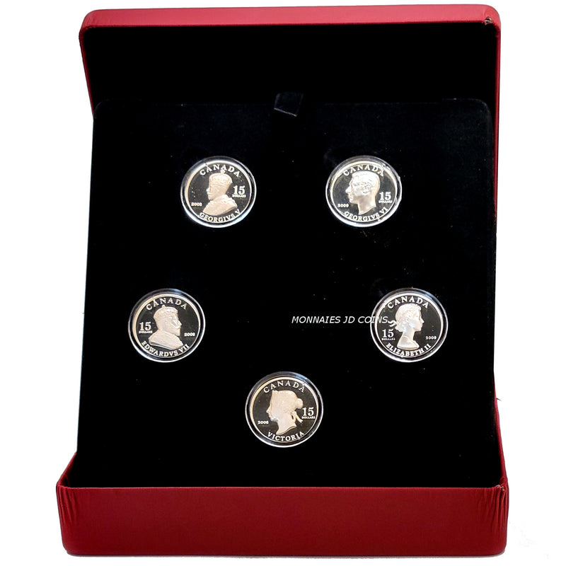 2008-2009 Canada $15 The Vignettes Of Royalty Collection Sterling Silver Set