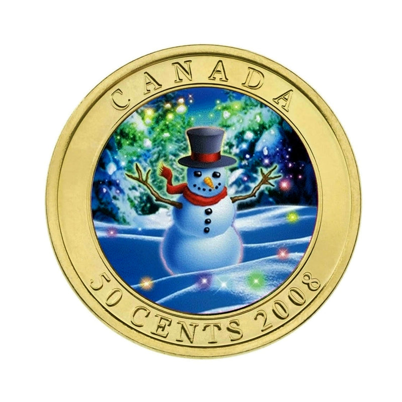 2008 Canada 50 Cent Holiday Snowman Lenticular Coin