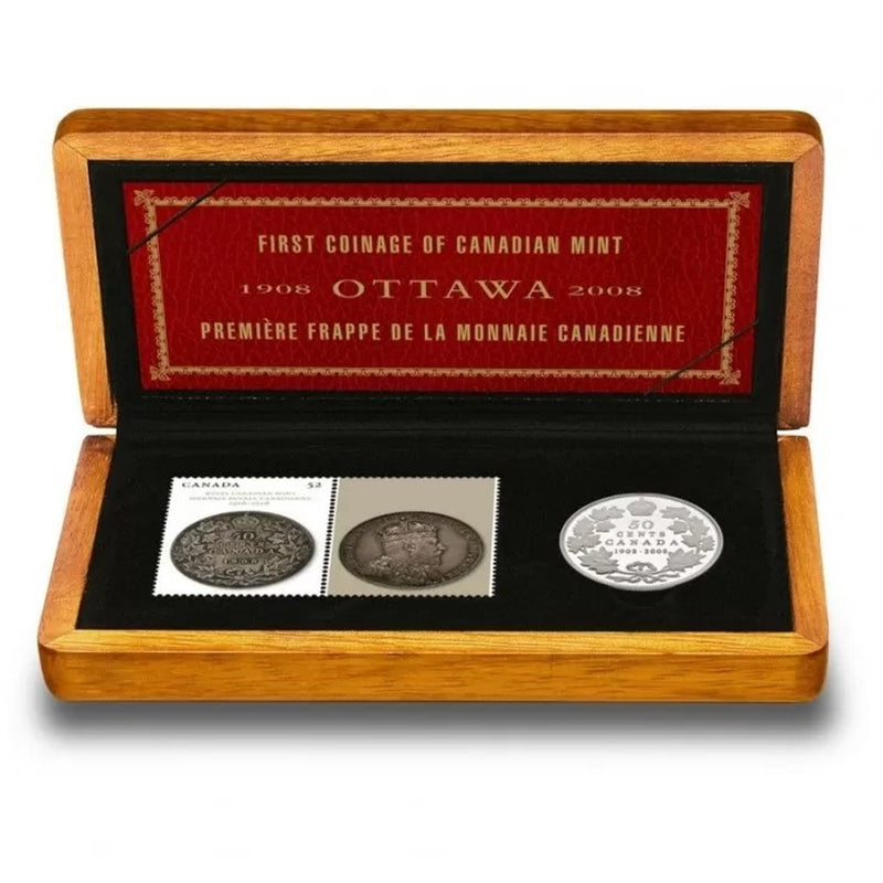 2008 Canada 50 Cents Royal Canadian Mint 100th Anniversary Coin & Stamp Set