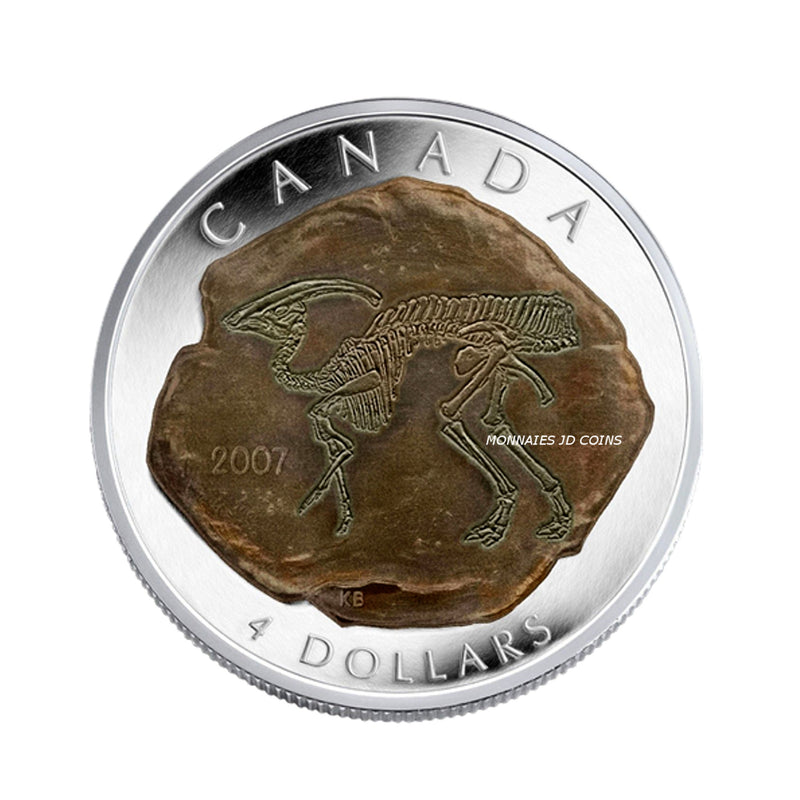 2007 Canada $4 Dinosaur Parasaurolophus Fine Silver   (No Tax)