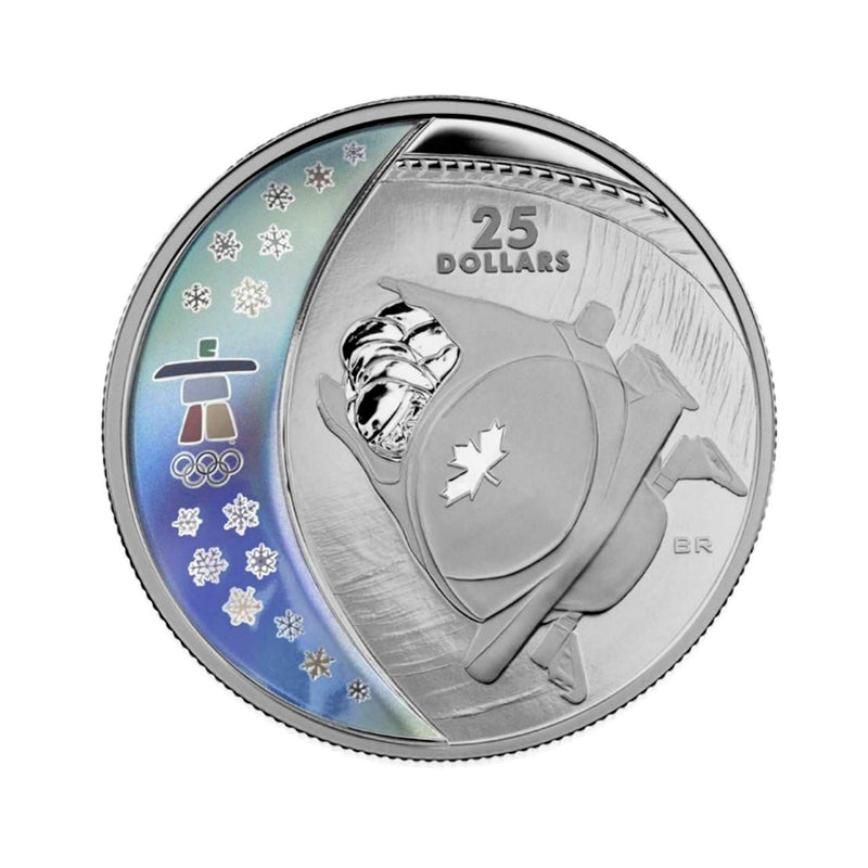 2008 $25 Bobsleigh Sterling Silver Hologram Coin