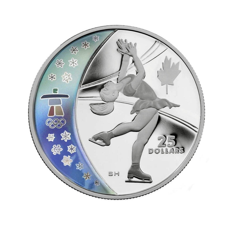 2008 $25 Figure Skating Sterling Silver Hologram Coin