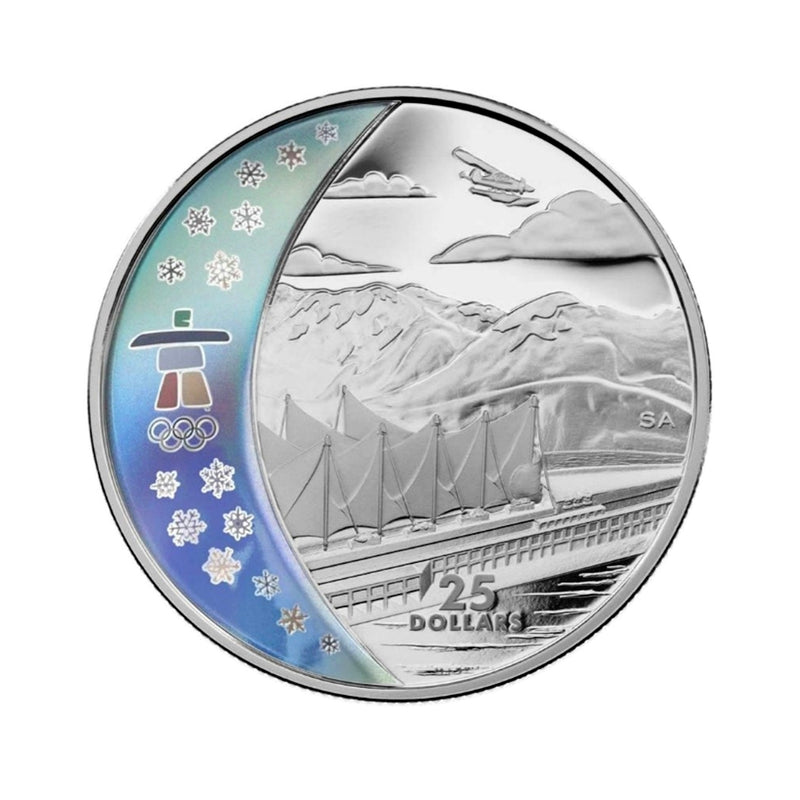 2008 $25 Home Of The 2010 Olympic Winter Games Sterling Silver Hologram Coin