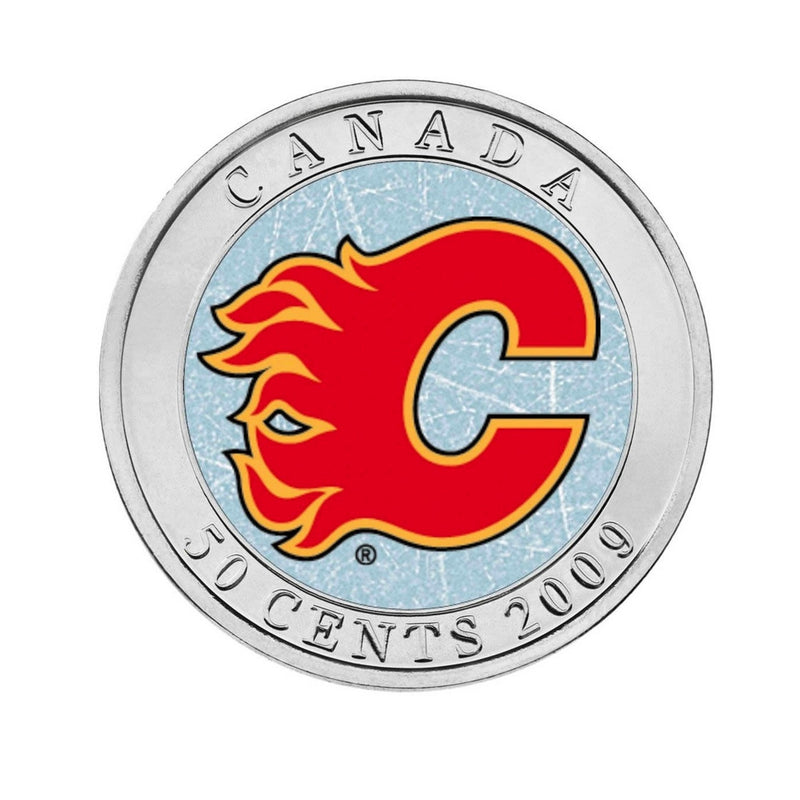 2009 Canada 50 Cent Calgary Flammes Hockey Coin Puck 2008/2009