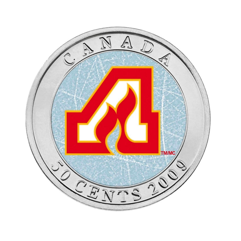 2009 Canada 50 Cent Calgary Flammes Hockey Coin Puck 2008/2009