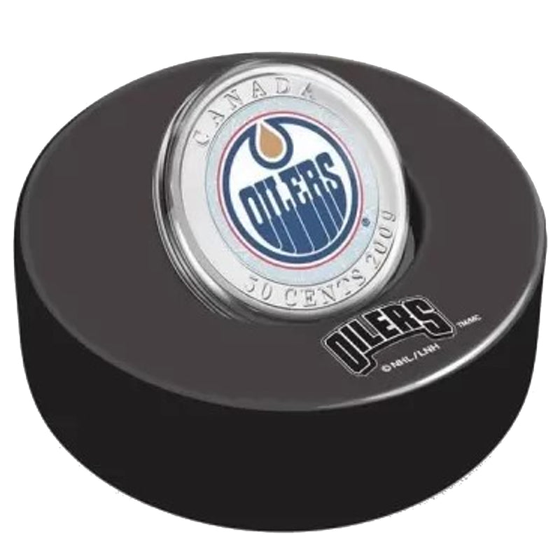 2009 Canada 50 Cent Edmonton Oilers Hockey Coin Puck 2008/2009