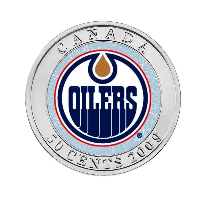 2009 Canada 50 Cent Edmonton Oilers Hockey Coin Puck 2008/2009