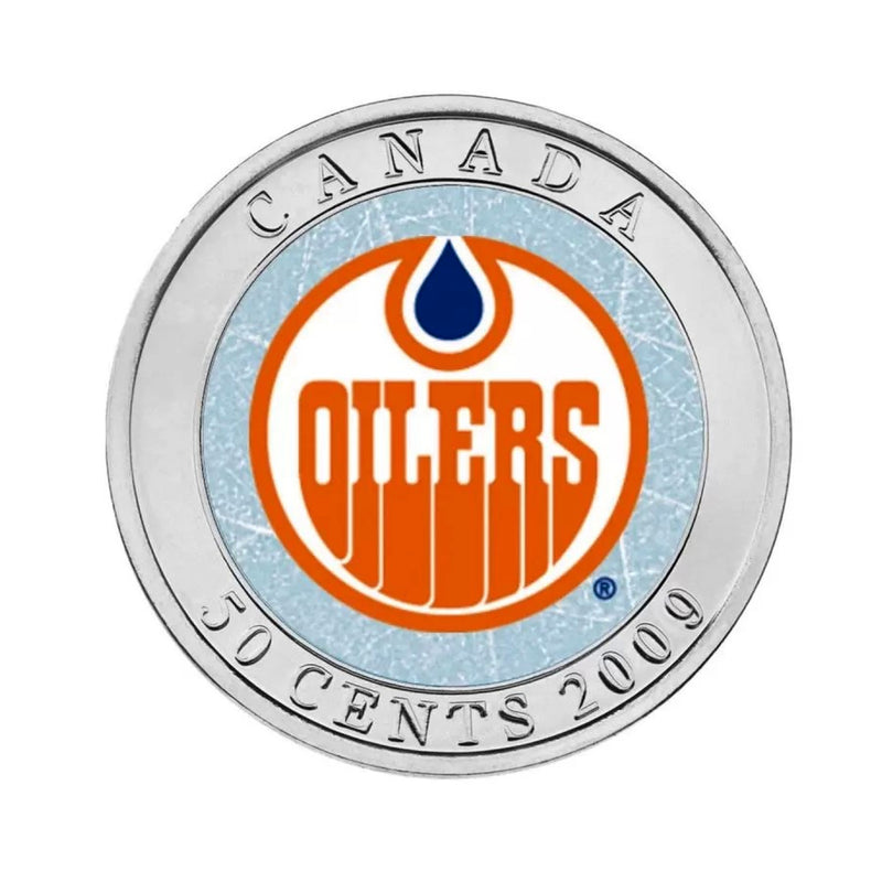 2009 Canada 50 Cent Edmonton Oilers Hockey Coin Puck 2008/2009