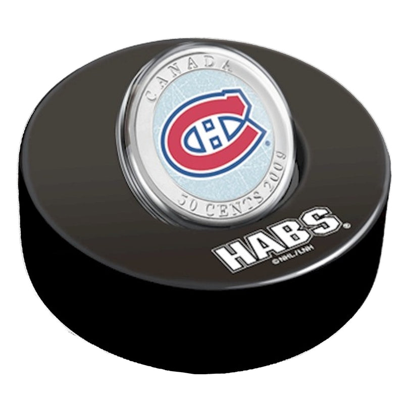 2009 Canada 50 Cent Montreal Canadiens Hockey Coin Puck 2008/2009