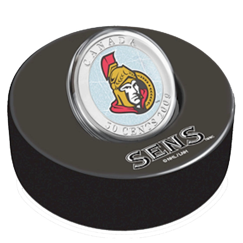 2009 Canada 50 Cent Ottawa Senators Hockey Coin Puck 2008/2009