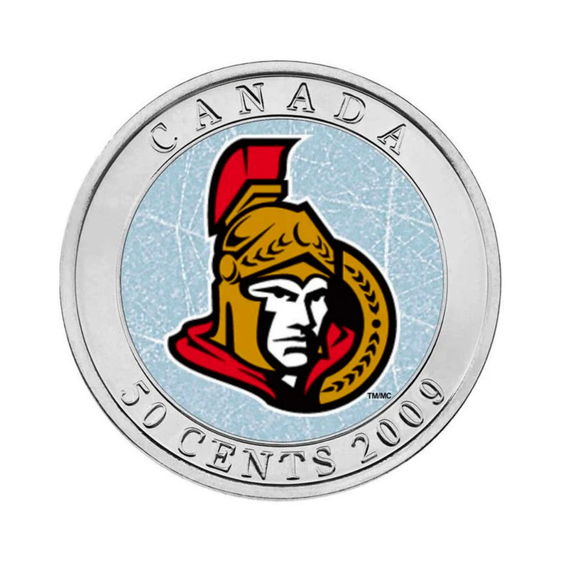 2009 Canada 50 Cent Ottawa Senators Hockey Coin Puck 2008/2009