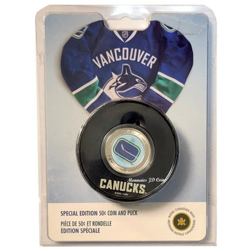 2009 Canada 50 Cent Vancouver Canucks Hockey Coin Puck 2008/2009