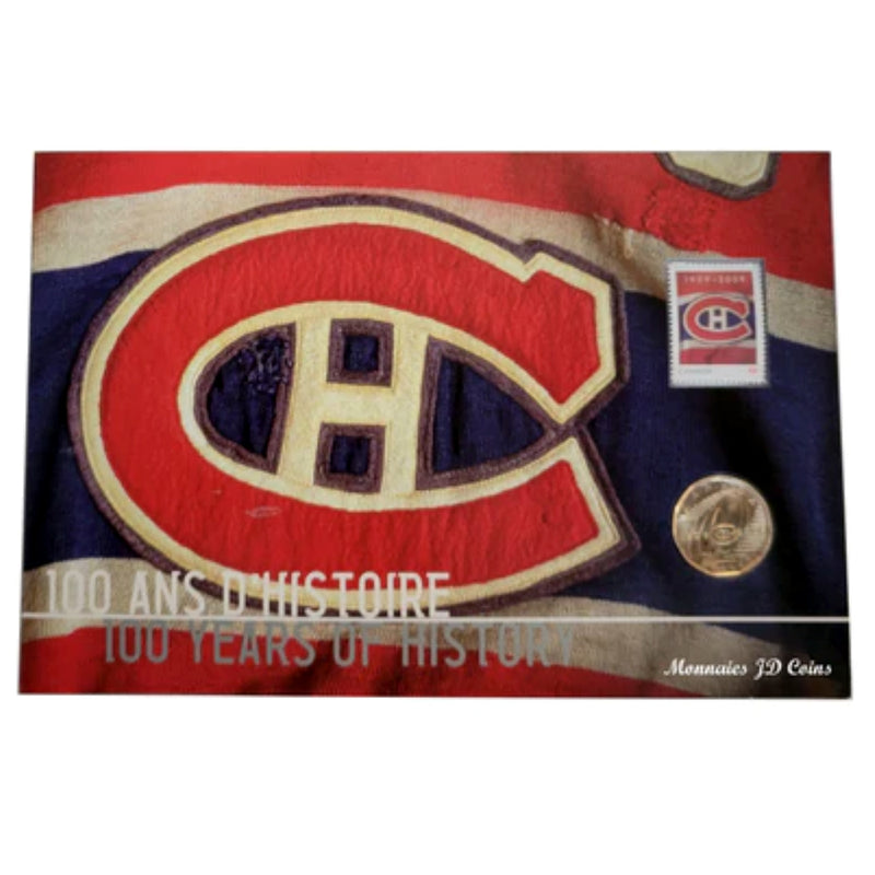 2009 Canada NHL Montreal Canadiens 100th Ann. Loonie And Stamp Set