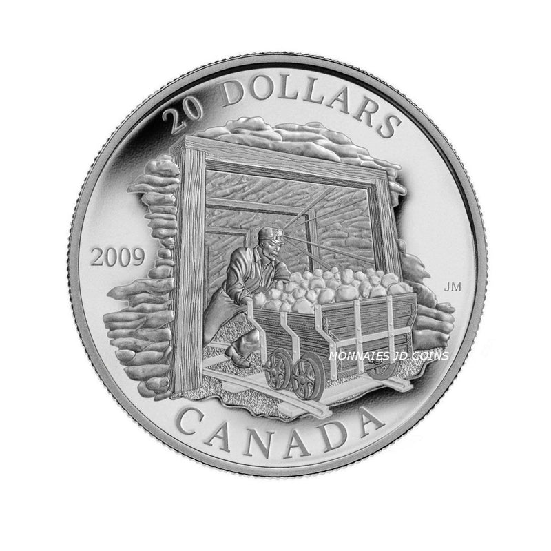 2009 Canada $20 Coal Mining Trade Silver Coin