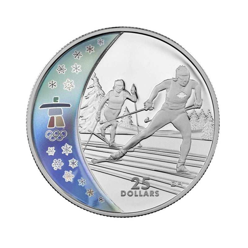 2009 $25 Cross Country Skiing Sterling Silver Hologram Coin