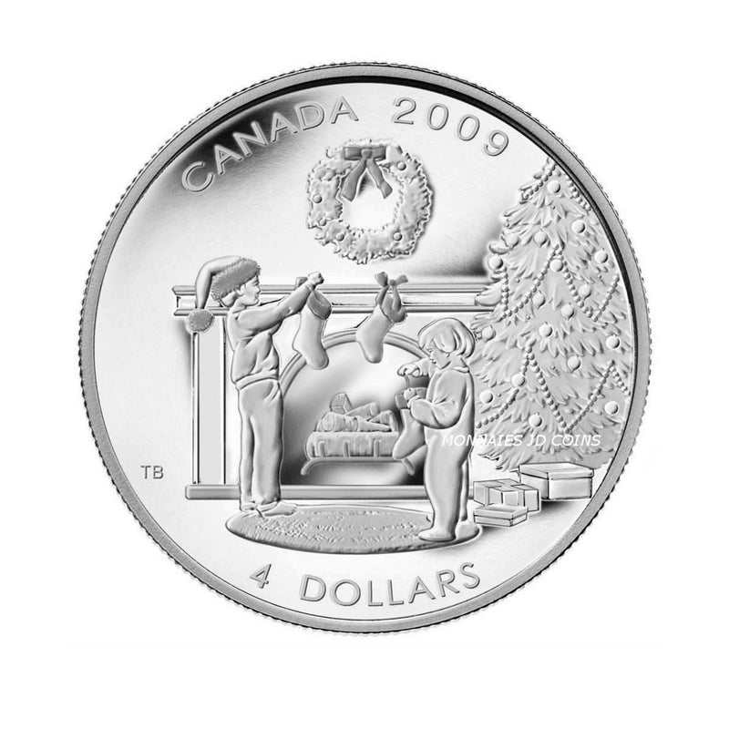 2009 Canada $4 Hanging The Stockings Fine Silver Coin (No Tax)