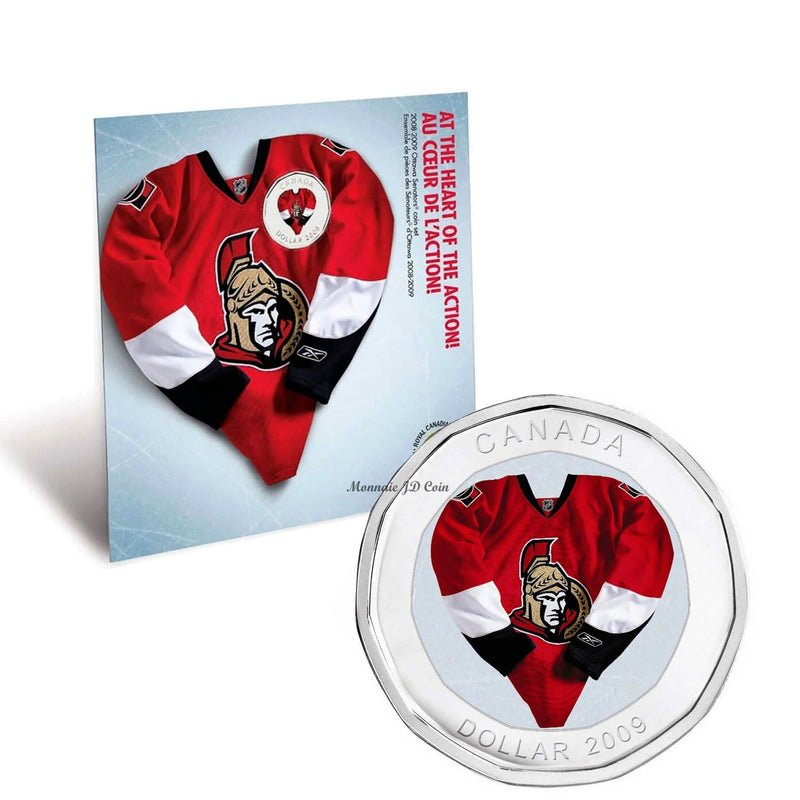 2009 NHL Ottawa Senator Coin Set With Commemorative Coloured Loonie Jersey