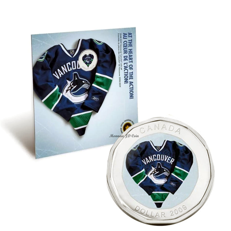 2009 NHL Vancouver Canucks Coin Set With Commemorative Coloured Loonie Jersey