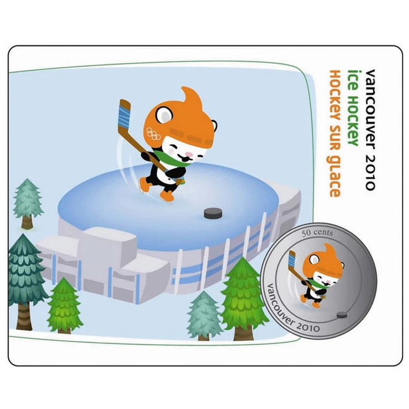 2010 Canada 50 Cent Vancouver Mascot Miga Ice Hockey Coin