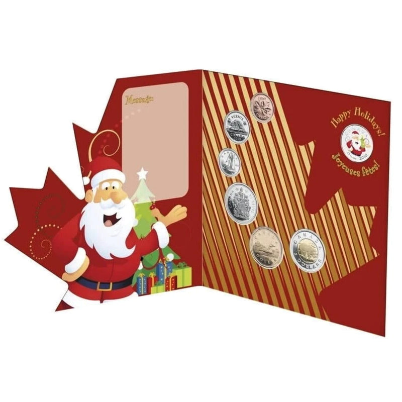 2010 Canada Holiday Coin Set with Colourized Santa 25¢