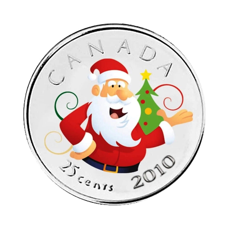 2010 Canada Holiday Coin Set with Colourized Santa 25¢