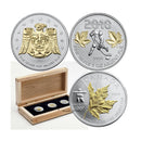 2010 Canada $5 Vancouver Olympic Silver 3 Coin Gold Plated Silver Set
