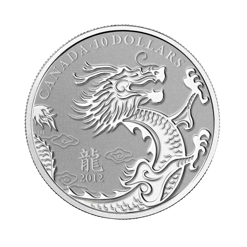 2012 Canada $10 Year of the Dragon 1/2oz. Fine Silver (No Tax)