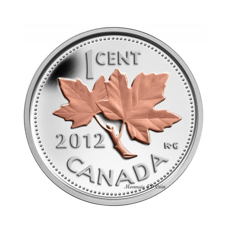 2012 Canada 1 Cent Farewell to the Penny / Selective Gold Plating Fine Silver (No Tax)