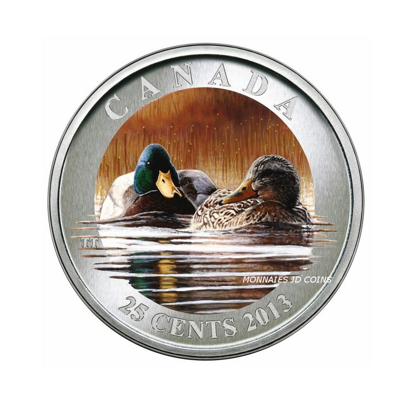 2013 Canada 25 Cents Coloured Ducks Of Canada Coin Mallard