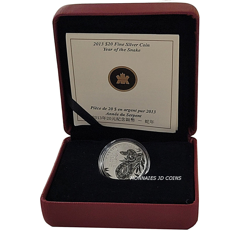 2013 Canada Year of the Snake $20 Fine Silver Coin (No Tax)