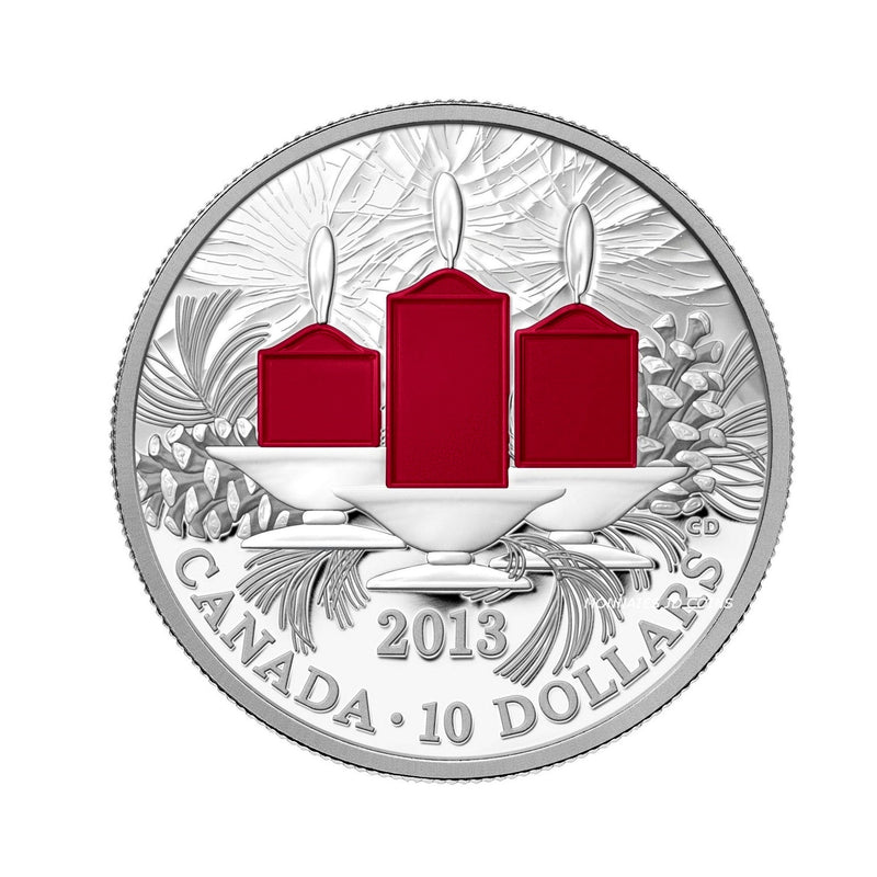 2013 Canada $10 Holiday Candles Fine Silver (No Tax)