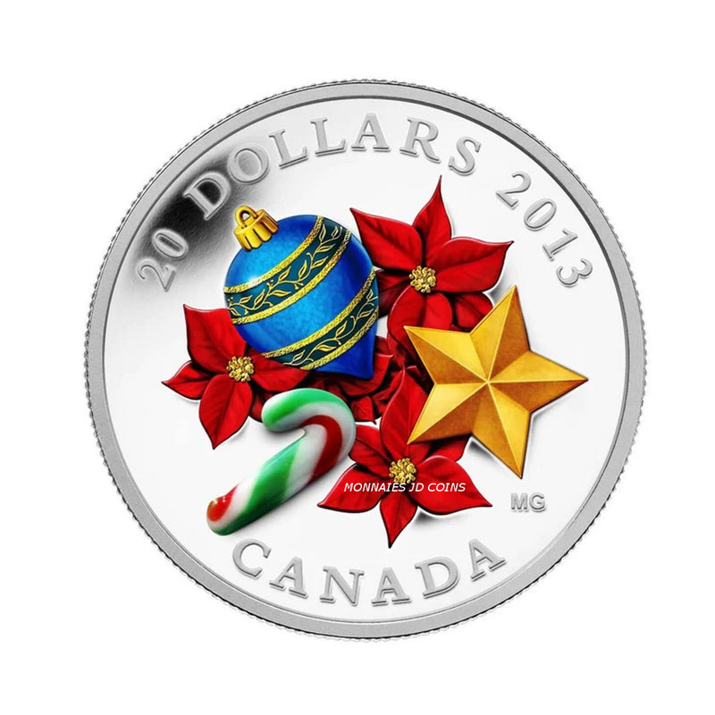 2013 Canada $20 Candy Cane Coloured Pure Silver Coin (No Tax)