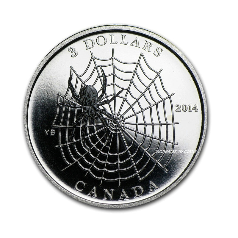 2014 Canada $3 Coin Animal Architects Spider And Web Fine Silver (No Tax)