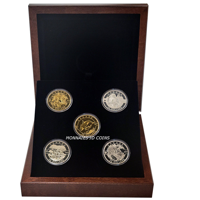 2013 O Canada $25 5 Coin Set In Deluxe Wooden Box (No Tax)