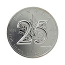 2013 Canada 5$ 1oz 99.99% Maple Leaf 25th Anniversary Fine Silver Coin