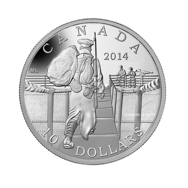 2014 Canada $10 The Mobilisation Of Our Nation Fine Silver (No Tax)