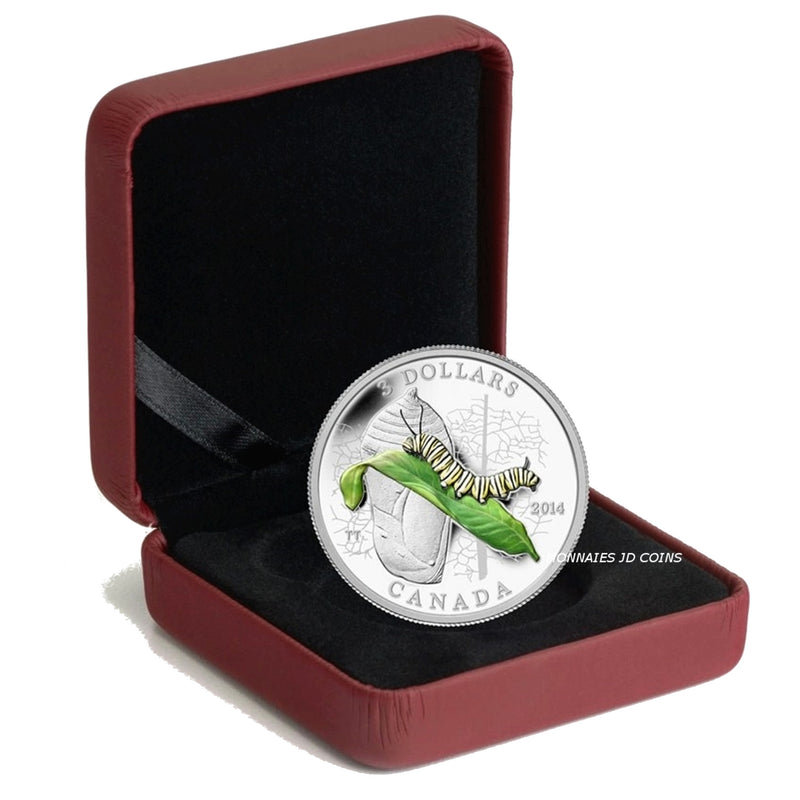 2014 Canada $3 Animal Architects Caterpillar And Chrysalls Fine Silver (No Tax)