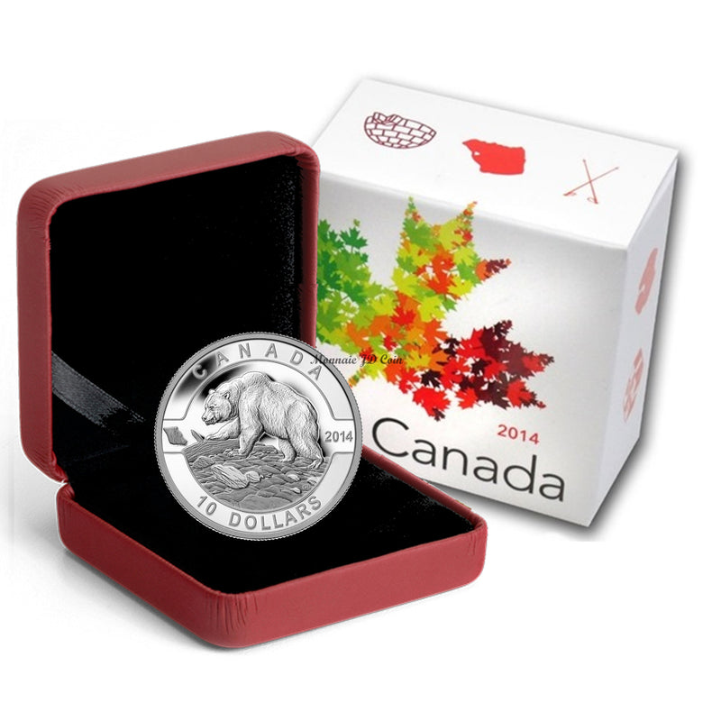 2014 Canada $10 O Canada Series Grizzly Bear Fine Silver (NoTax)