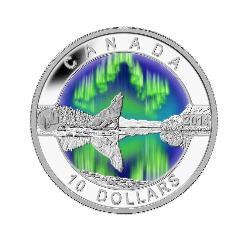 2014 Canada $10 O Canada Series The Northern Lights Fine Silver (NoTax)