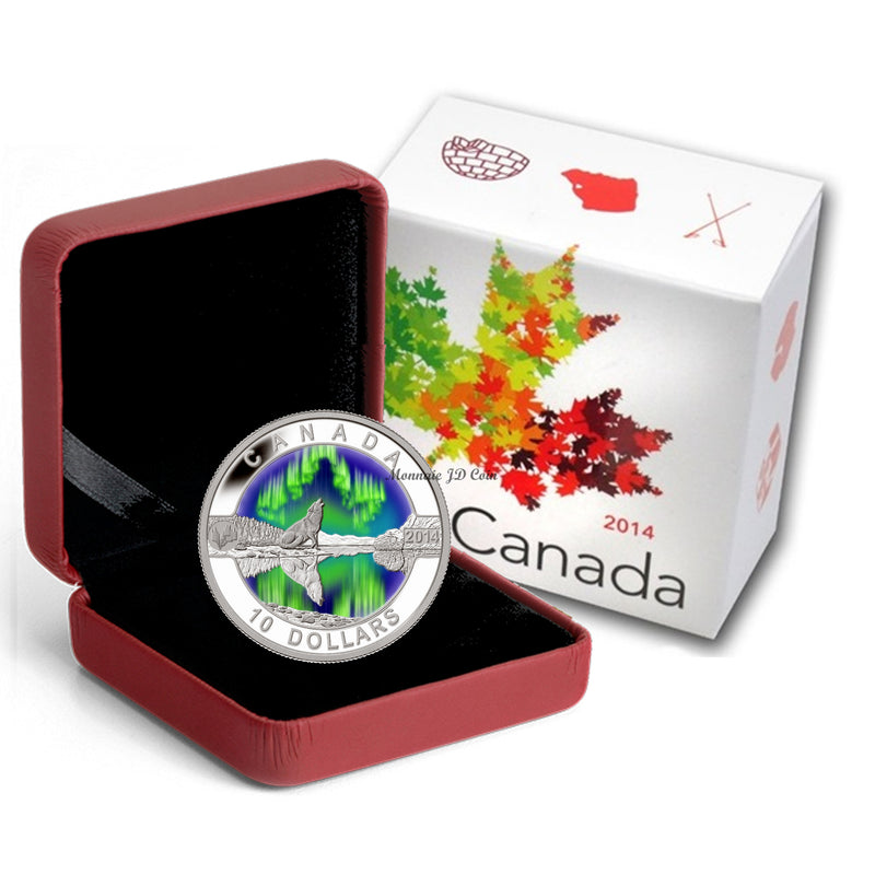 2014 Canada $10 O Canada Series The Northern Lights Fine Silver (NoTax)