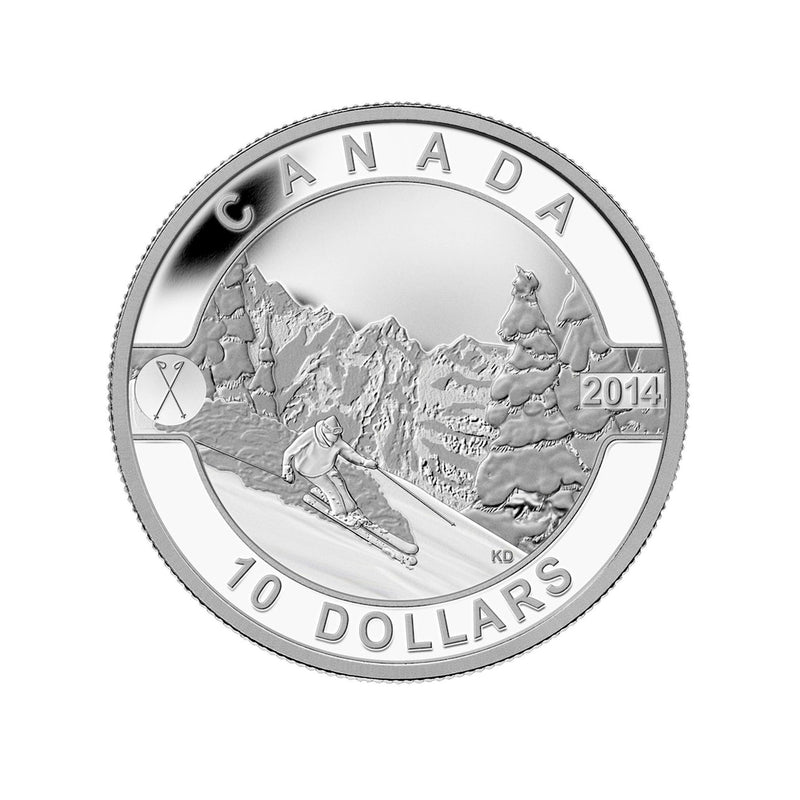 2014 Canada $10 O Canada Series Skiing Canada's Slopes Fine Silver (NoTax)