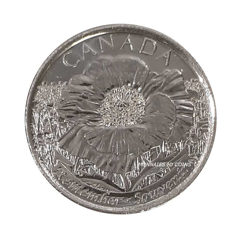 2015 Canada Uncoloured Poppy 25 Cents Choice BU (MS-64)