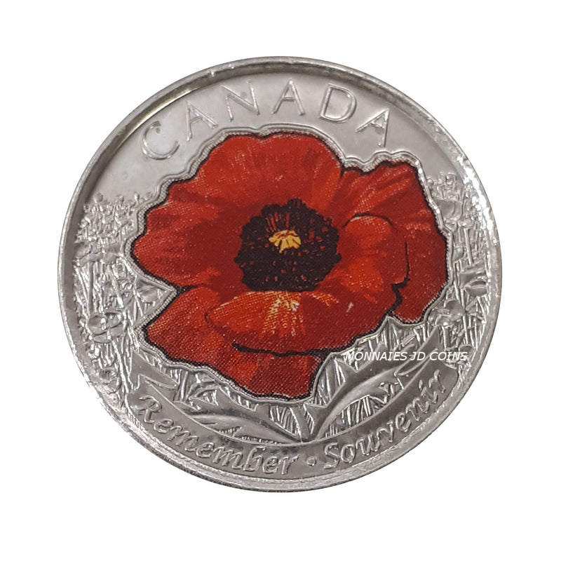 2015 Canada Coloured Poppy 25 Cents BU (MS-63)