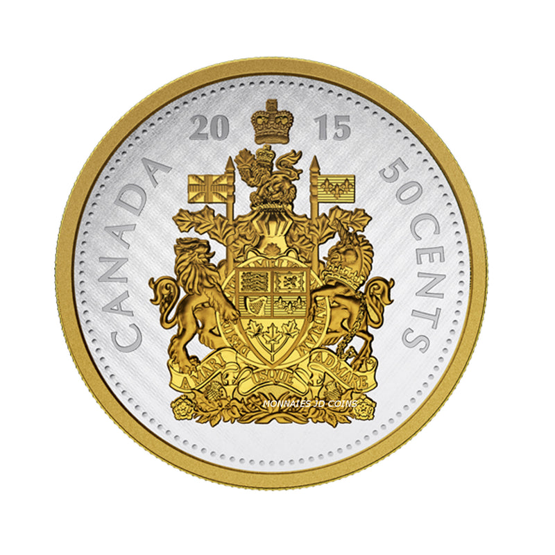 2015 Canada Big Coin 50 Cents Series 5oz Fine Silver & Gold Plated Coin