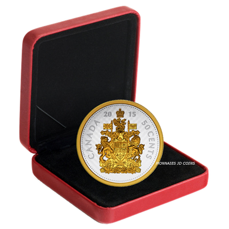 2015 Canada Big Coin 50 Cents Series 5oz Fine Silver & Gold Plated Coin