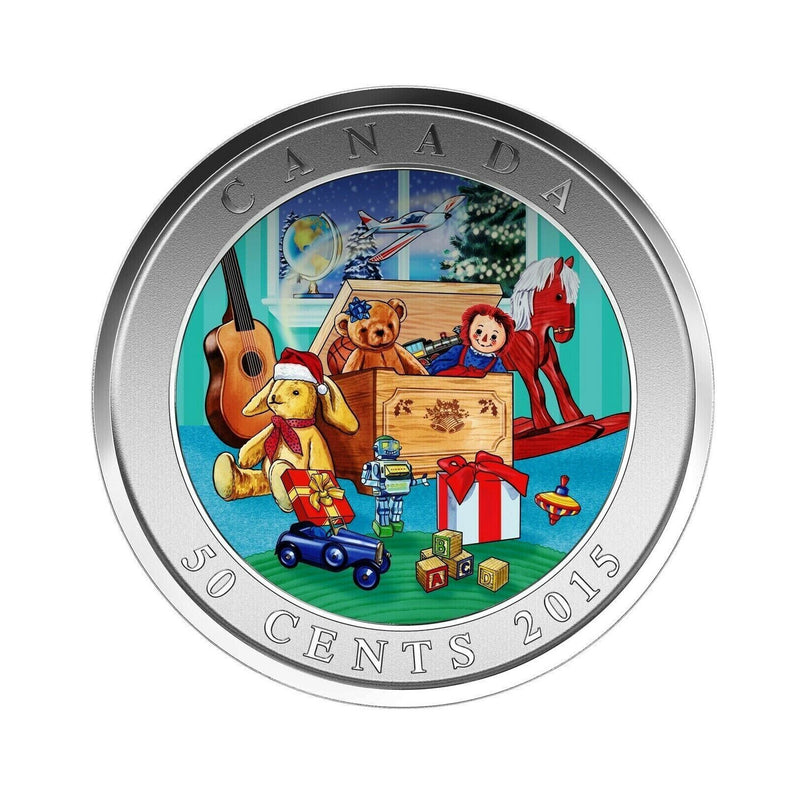 2015 Canada 50 Cent Holiday Toy Box Lenticular Coin