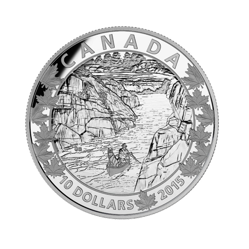 2015 Canada $10 Canoe Across Exquisite Ending Fine Silver (No Tax)