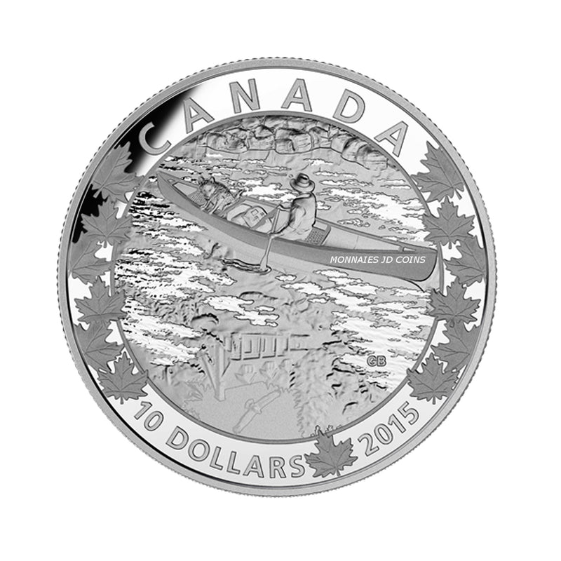 2015 Canada $10 Canoe Across Mirror,Mirror Fine Silver (No Tax)