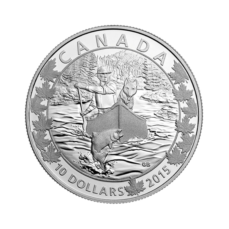 2015 Canada $10 Canoe Across Splendid Surroundings Fine Silver (No Tax)